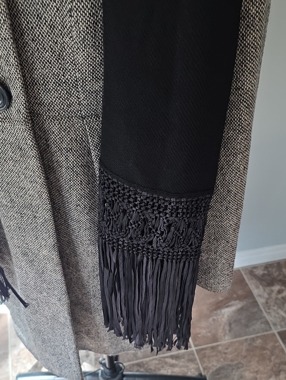 Womens Black Fringe Scarf - Brand & Fabric Unknown